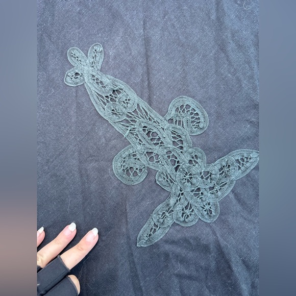 Addition Elle Dark Gray A-Line Skirt with Floral Appliqué - Picture 4 of 10